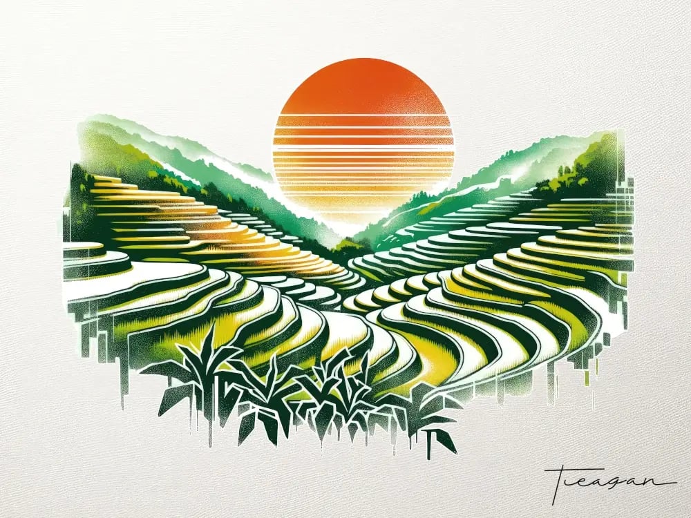 Terraced Rice Fields Panorama